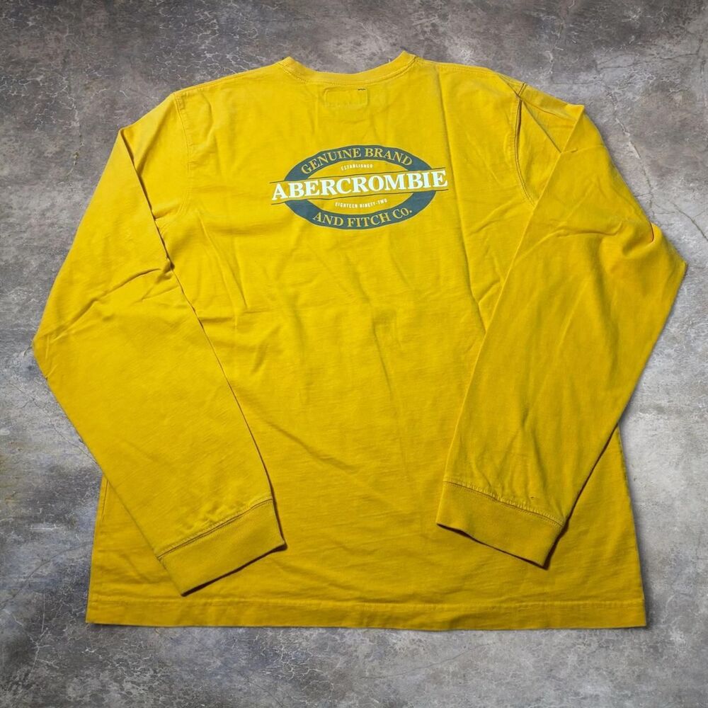 Abercrombie & Fitch Spellout Long Sleeve Shirt Men’s XL Yellow 90s Y2K